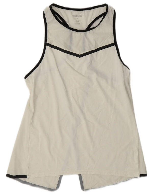 Reebok Womens Graphic Vest Top UK 8/10 Pequeno Branco