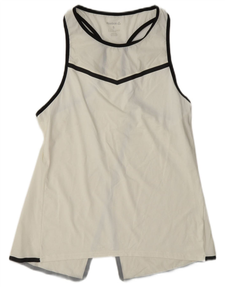 Reebok Womens Graphic Vest Top UK 8/10 Pequeno Branco