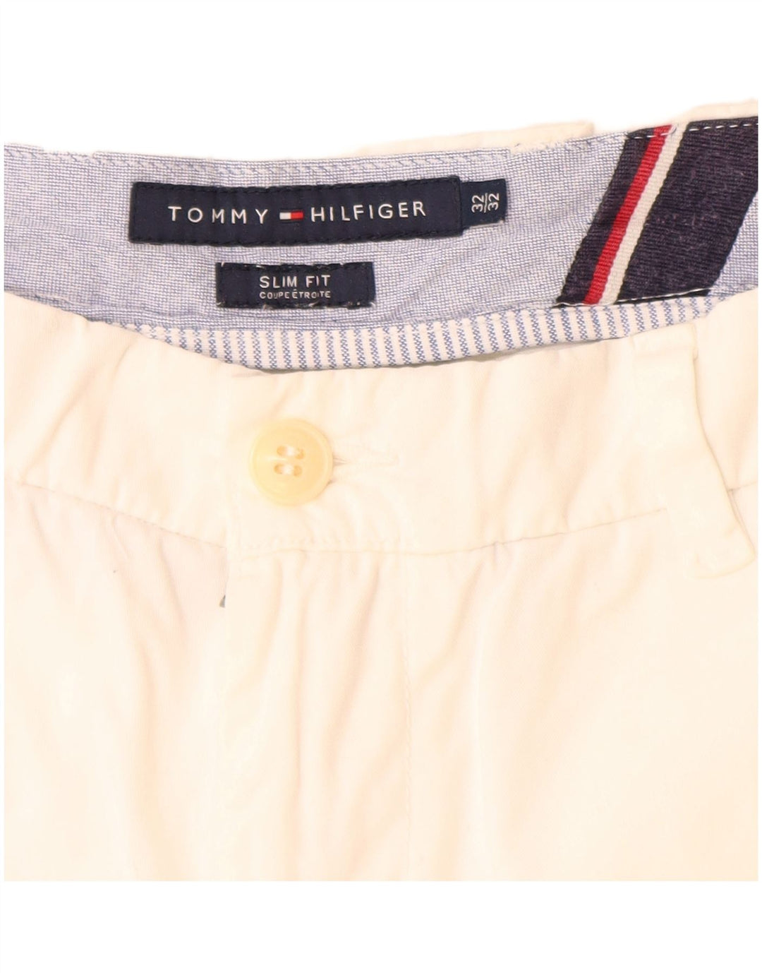 Tommy Hilfiger Masculino Slim Fit Chino Shorts W32 Médio Branco