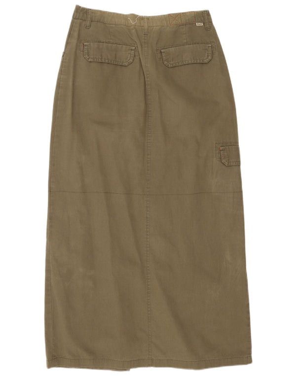 Saia cargo maxi feminina vintage UE 36 pequena W28 algodão cáqui