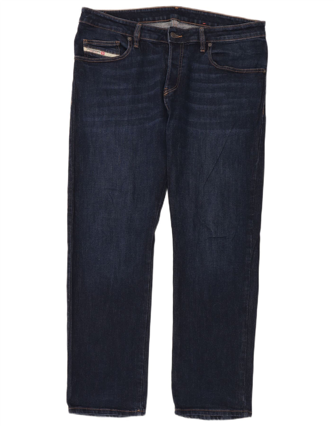 Diesel Mens Straight Jeans W36 L32 Azul Marinho Algodão