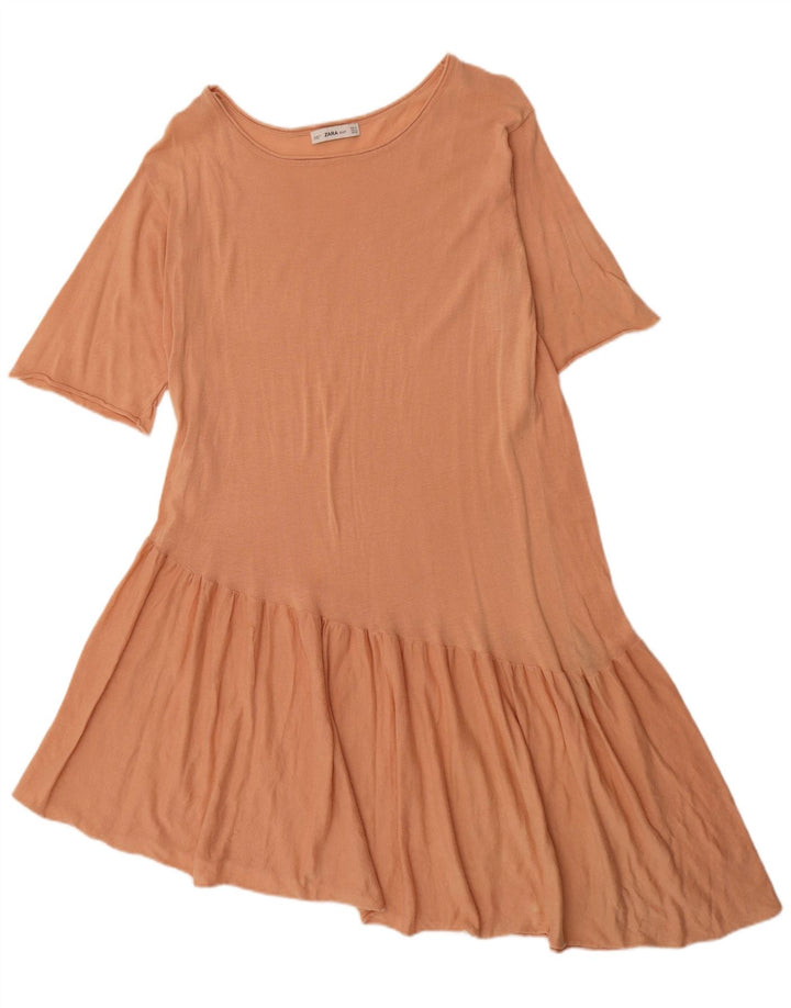 Vestido assimétrico feminino Zara Reino Unido 14 médio laranja