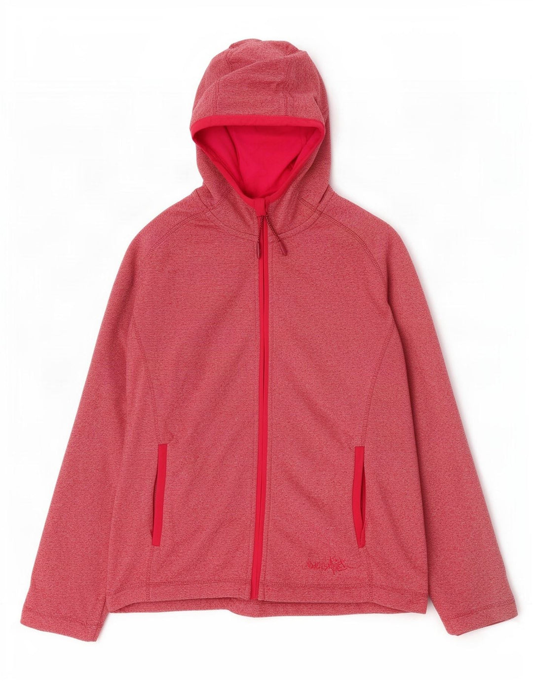 Suéter feminino com capuz e zíper estranho Fish UK 14 grande poliéster manchado rosa