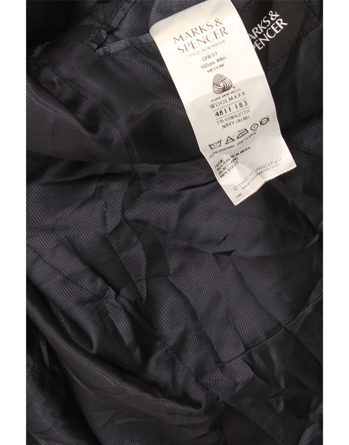 Jaqueta blazer masculina de 2 botões Marks & Spencer Reino Unido 40 médio azul marinho nova lã