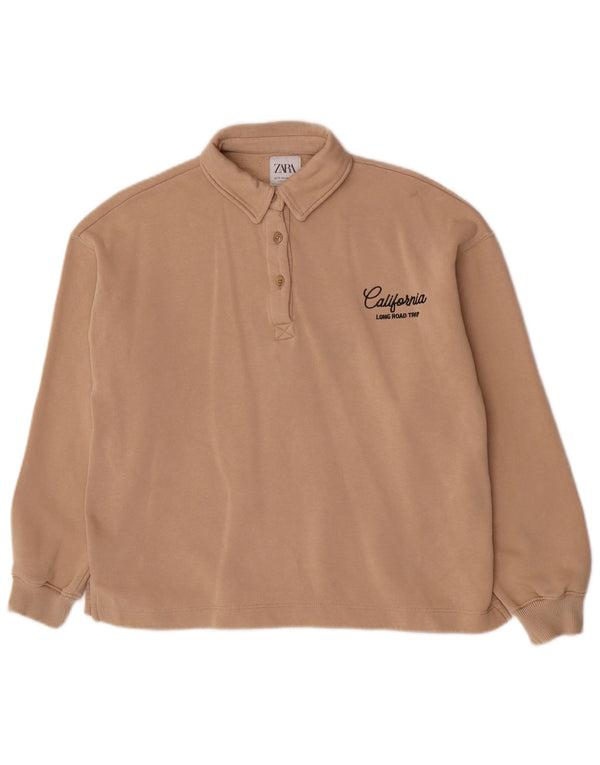 Zara Girls Sweatshirt Jumper 13-14 Anos Algodão Bege
