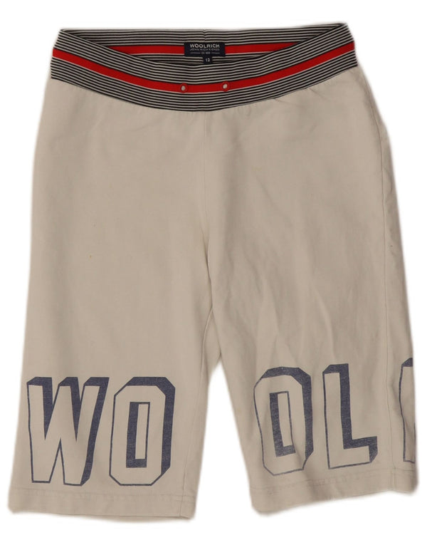 Shorts esportivos gráficos Woolrich Boys 11-12 anos algodão branco