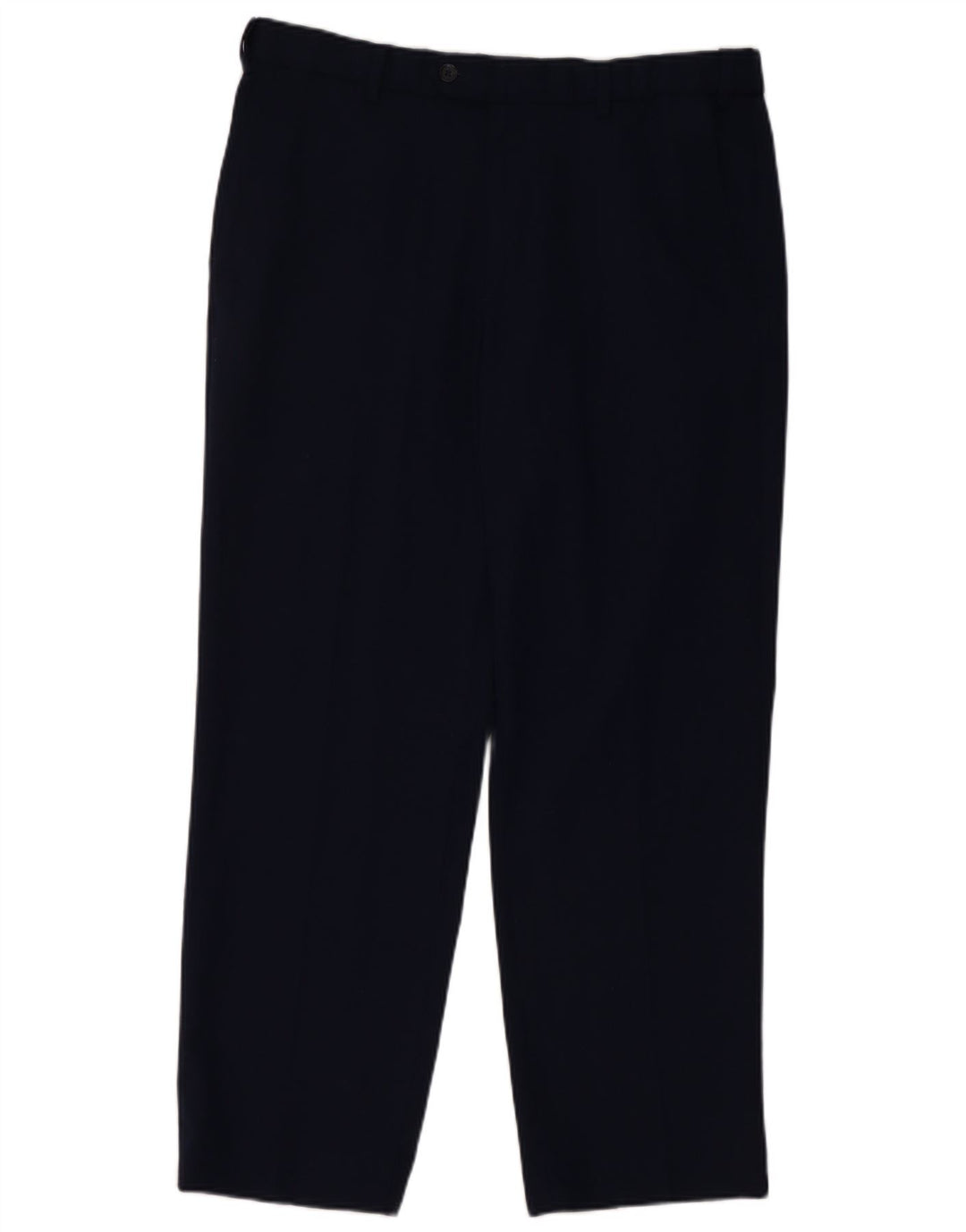 Calça masculina de terno reto Marks & Spencer W34 L29 lã azul marinho