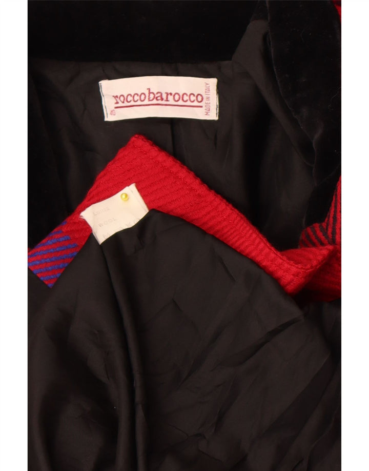 Sobretudo feminino oversized Roccobarocco Reino Unido 10 lã listrada vermelha pequena