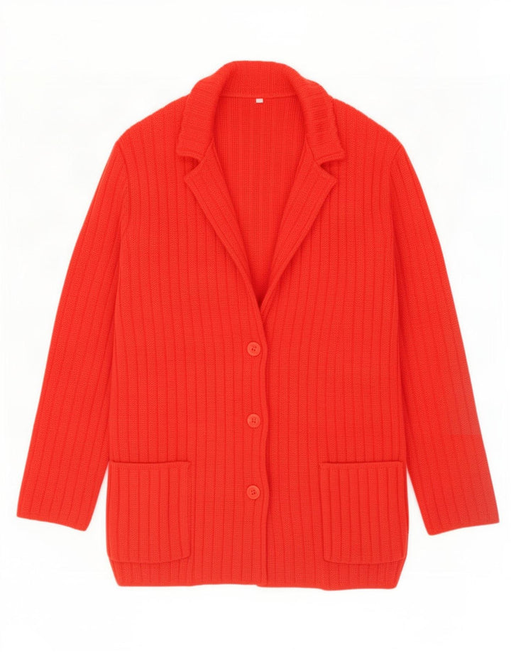 Suéter Cardigan Feminino Vintage Reino Unido 16 Grande Vermelho