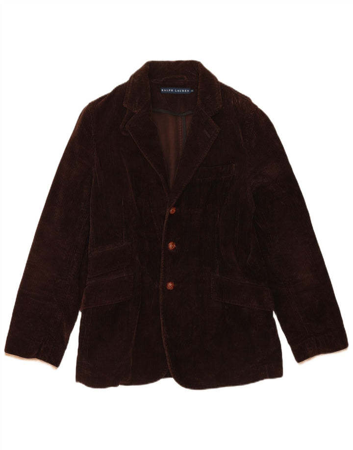 Ralph Lauren Jaqueta blazer feminina de 3 botões EUA 10 grande bloco colorido marrom
