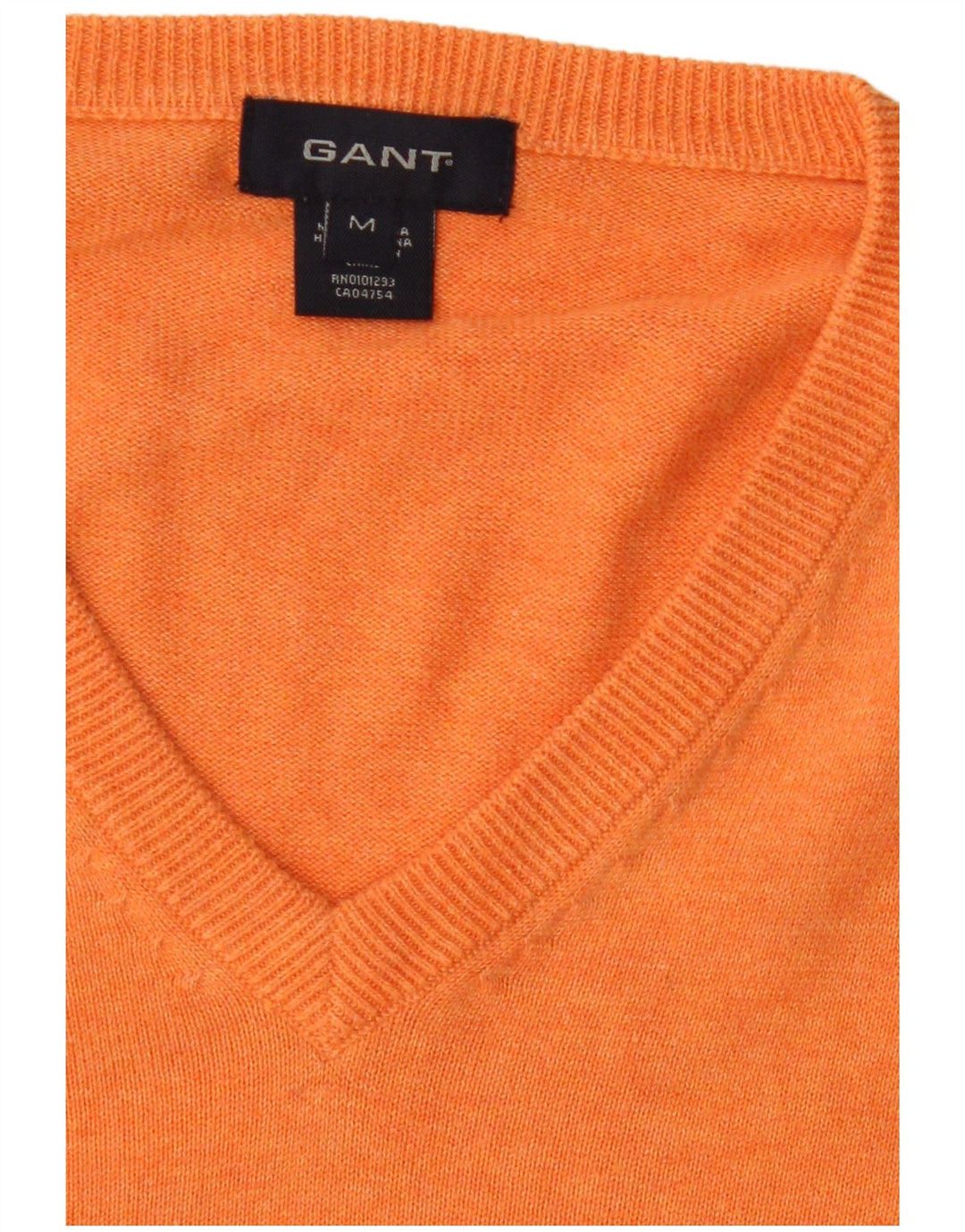 Suéter masculino Gant com decote em V, algodão laranja médio