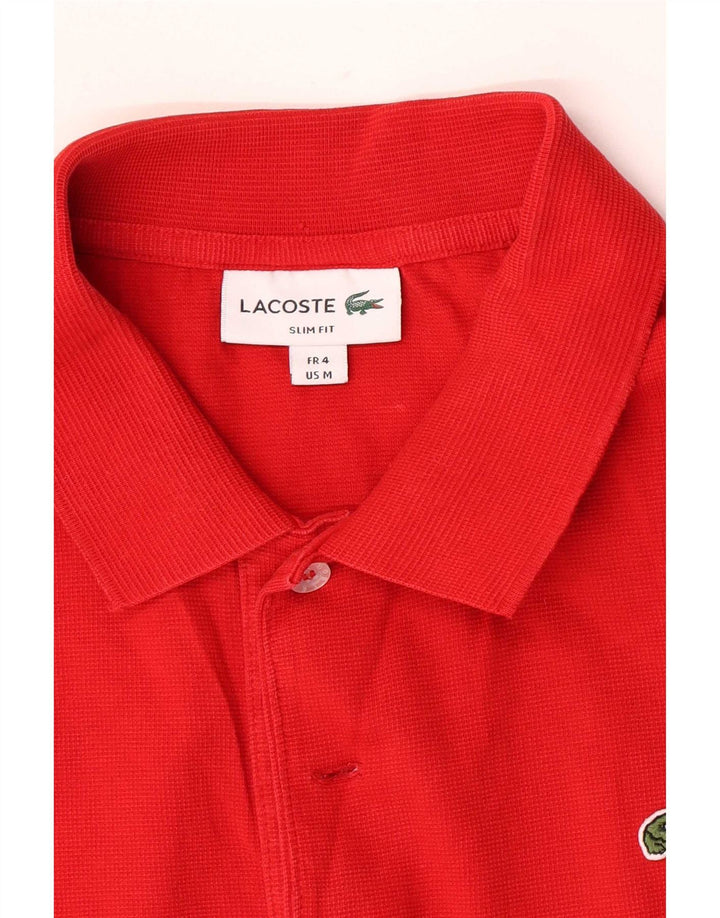 Lacoste Mens Slim Fit Polo Shirt Tamanho 4 Médio Vermelho