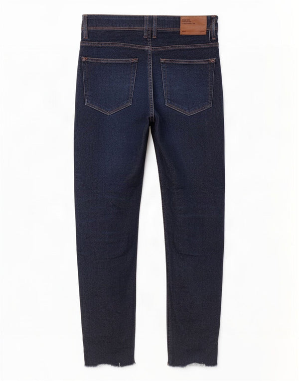 Zara Jeans masculino recortado skinny EU 38 pequeno W30 L25 algodão azul marinho