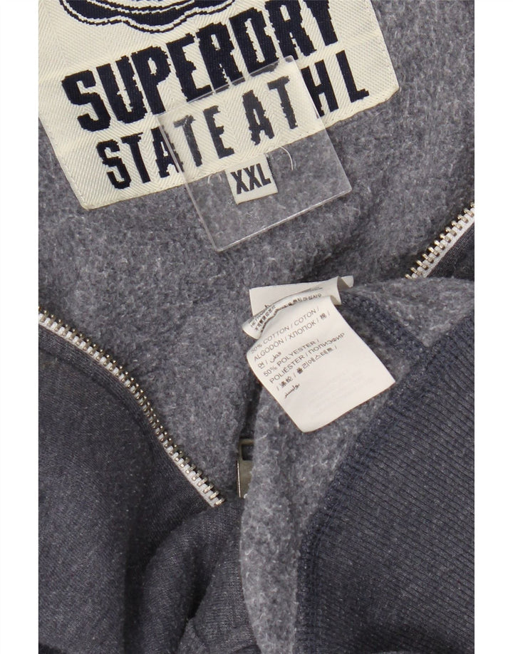 Suéter masculino Superdry com capuz e zíper gráfico 2XL algodão azul marinho