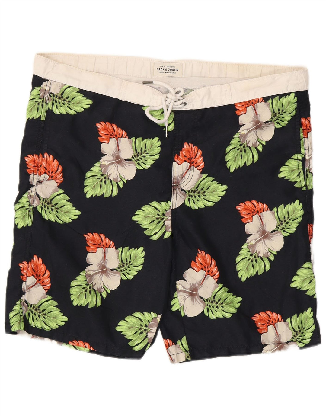Shorts de natação masculino JACK & JONES médio preto floral poliéster