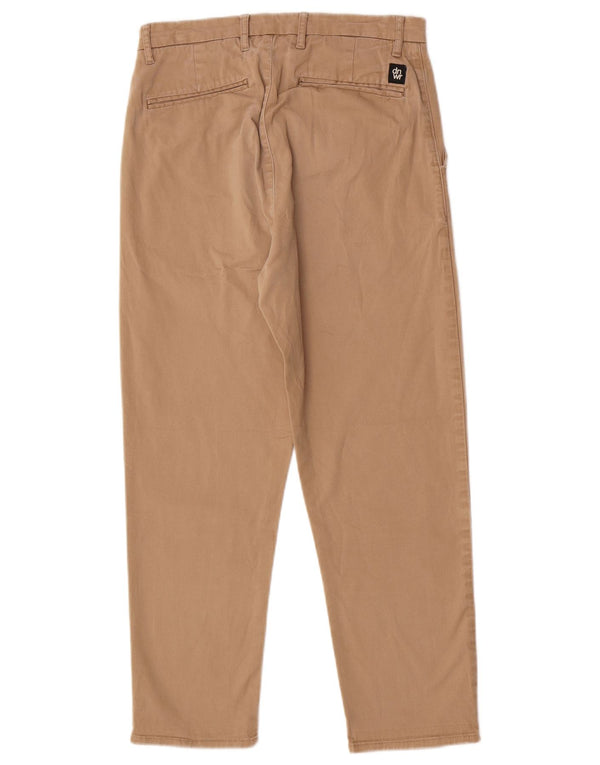 Zara Calça masculina cônica cortada UE 38 pequena W30 L25 algodão bege
