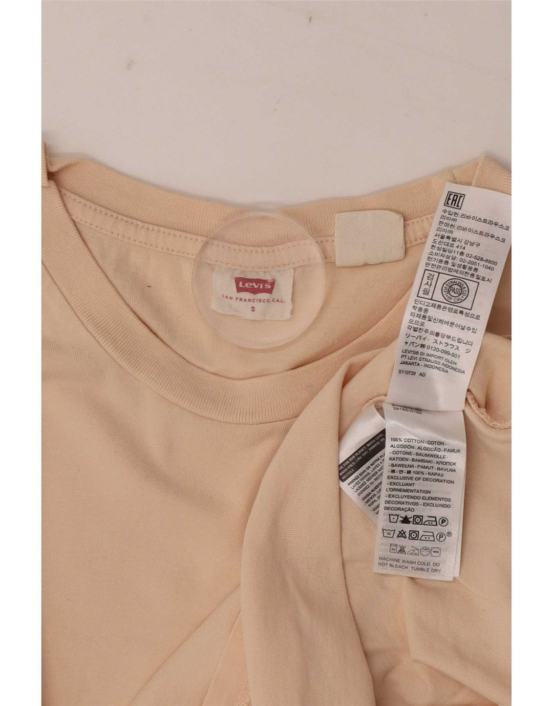 Camiseta masculina Levi's Top pequeno algodão bege