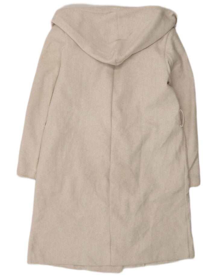 Casaco feminino Zara com capuz grande e trespassado duplo Reino Unido 10 pequeno off white