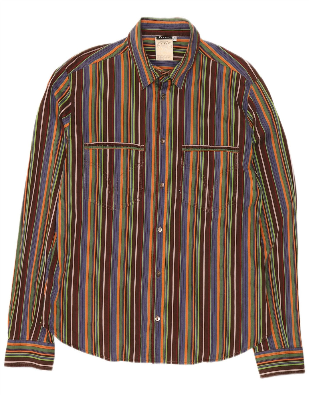 Camisa masculina Dolce & Gabbana tamanho 38 médio algodão listrado multicolorido