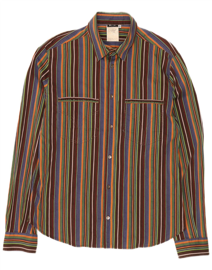 Camisa masculina Dolce & Gabbana tamanho 38 médio algodão listrado multicolorido