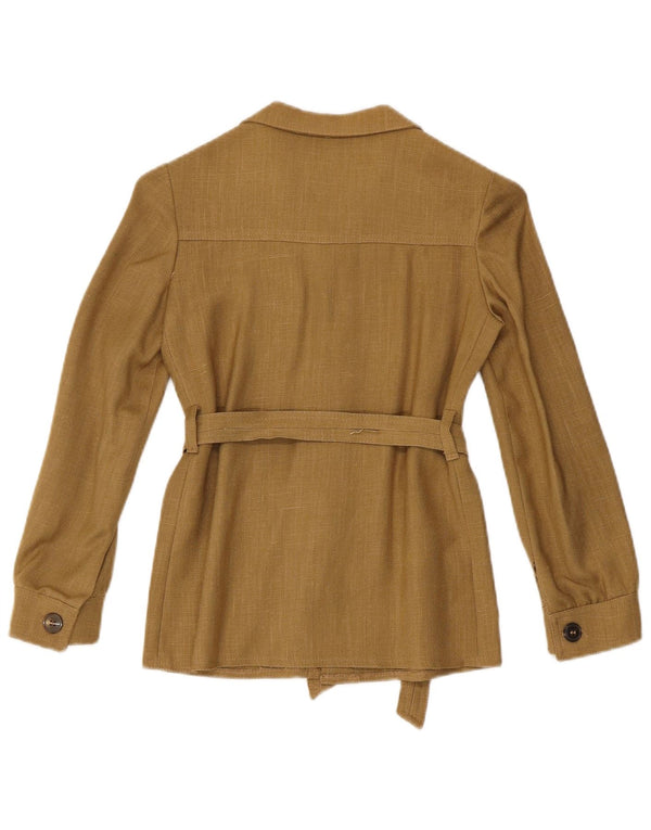 Camiseta feminina vintage IT 34 2XS cáqui viscose