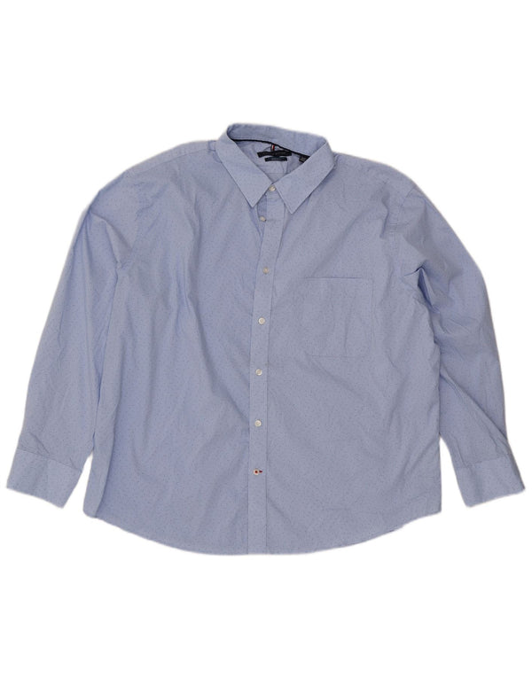 Camisa masculina Tommy Hilfiger de ajuste regular tamanho 18 1/2 2XL azul manchado