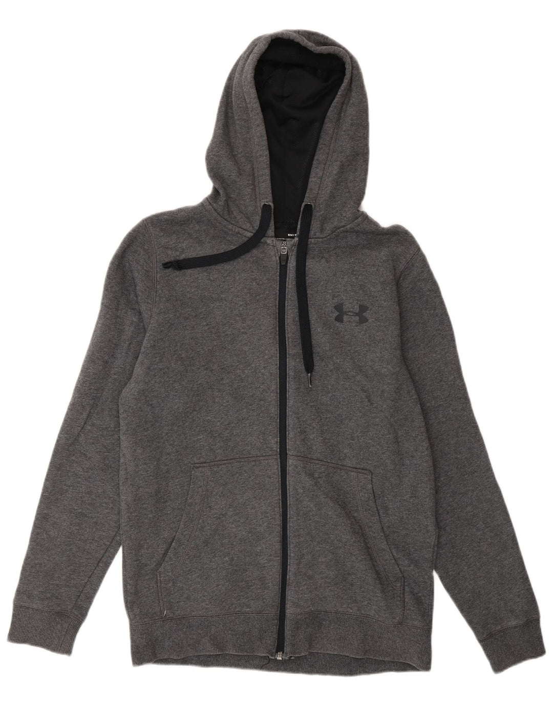 Suéter masculino Under ARMOR Cold Gear Zip com capuz pequeno algodão cinza