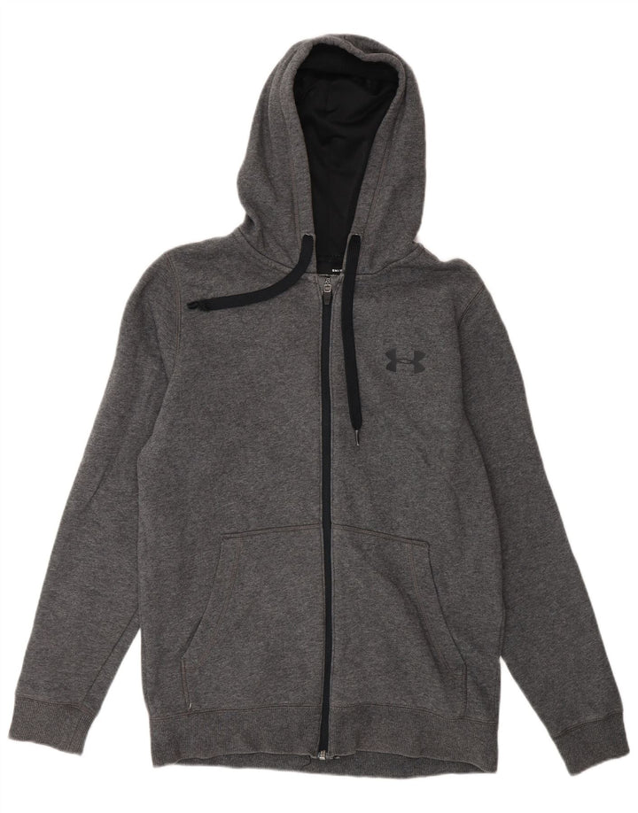 Suéter masculino Under ARMOR Cold Gear Zip com capuz pequeno algodão cinza