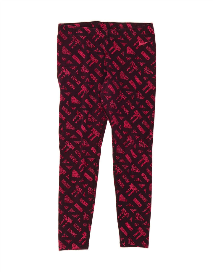 NIKE Womens Leggings UK 14 Large Purple Geometric Cotton Vintage Nike and Second-Hand Nike from Messina Hembry 