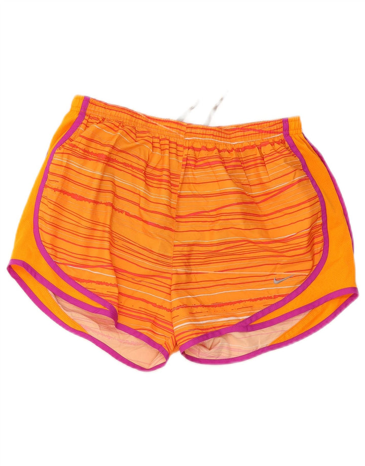 Nike Womens Dri Fit Sport Shorts UK 12 Médio Laranja Listrado