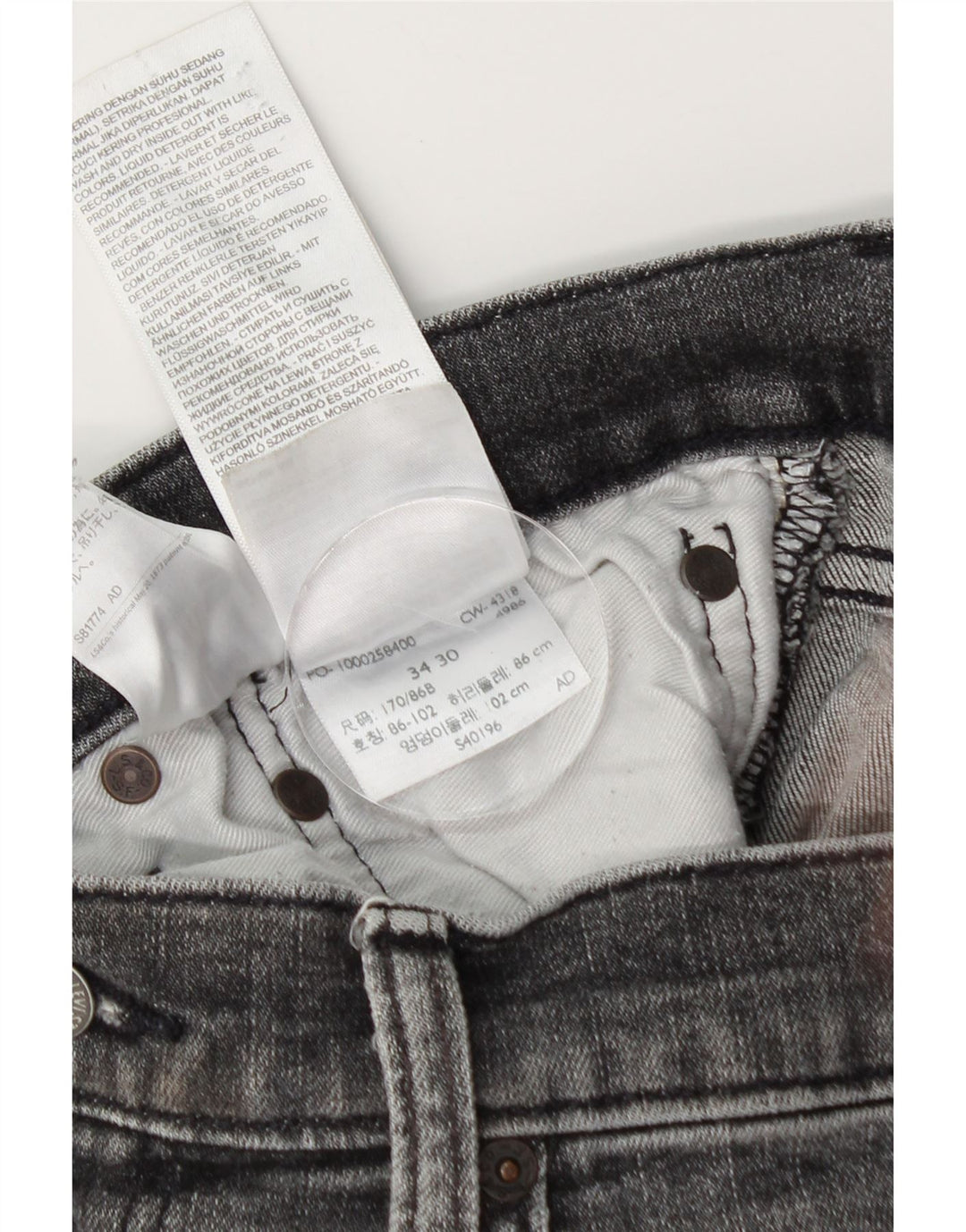 Calça jeans masculina Levi's 512 Slim Tapered W34 L30 cinza algodão