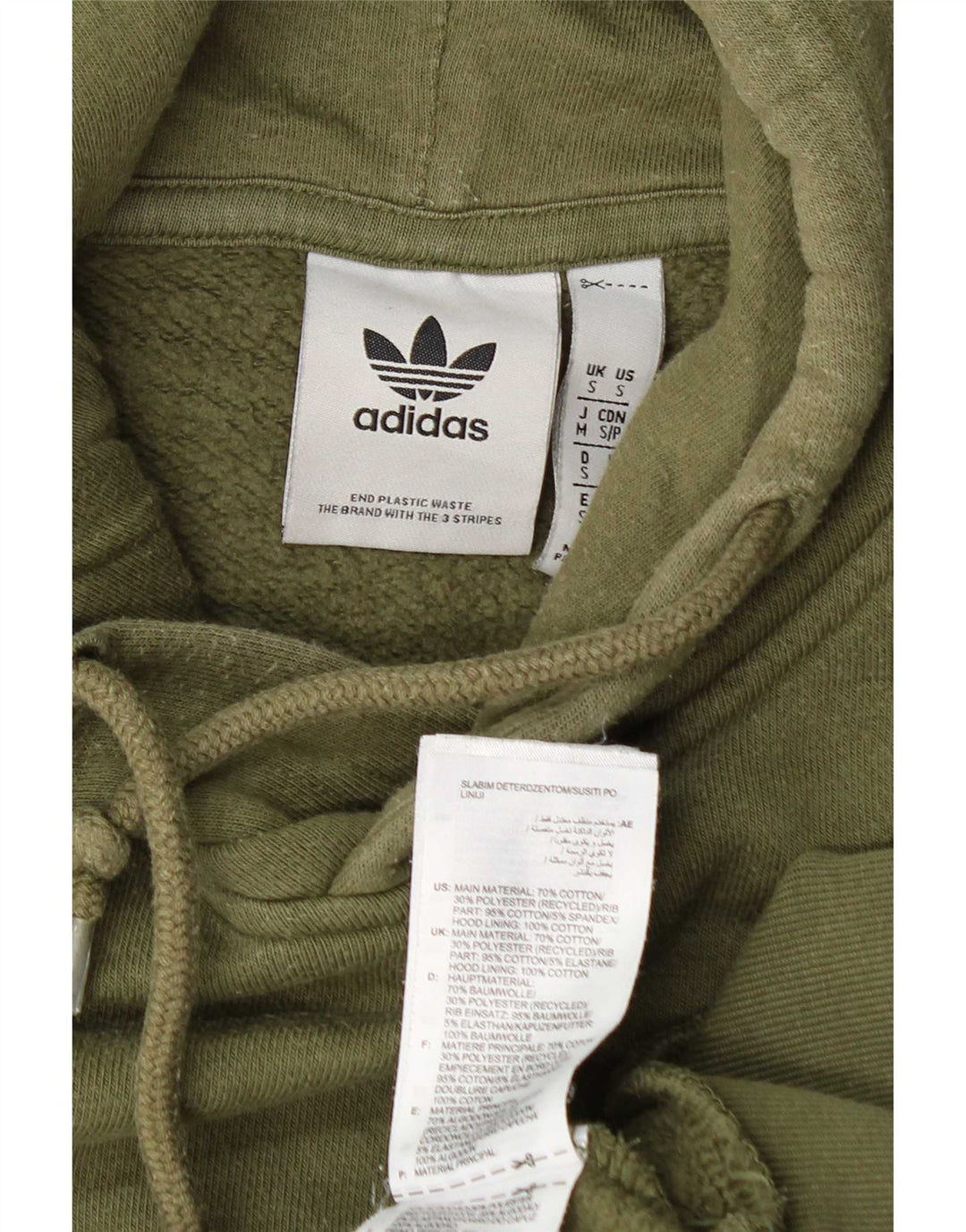Adidas Mens Hoodie Jumper Pequeno Algodão Verde