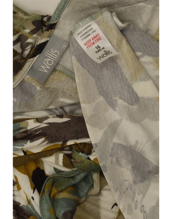 Vestido feminino Wallis com padrão abstrato evasê Reino Unido 16 grande viscose verde