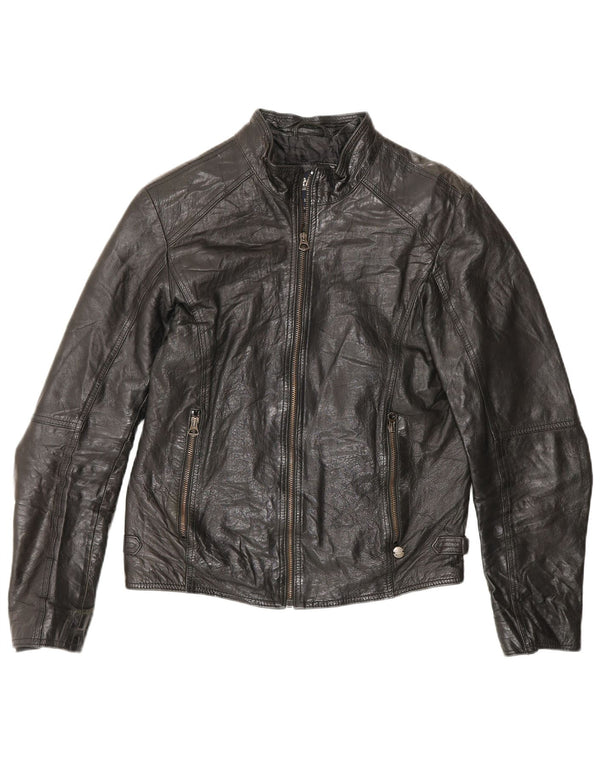 Rifle Womens Leather Racer Jacket Uk 14 Medium Black