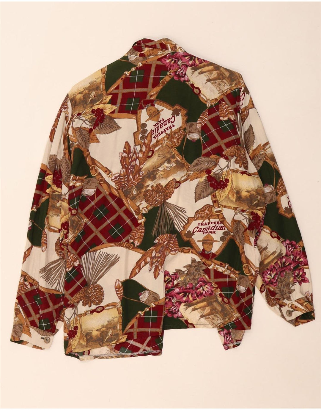 Blusa feminina VINTAGE com estampa abstrata UK 18 XL multicolorida