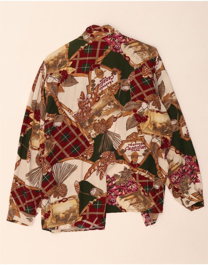 Blusa feminina VINTAGE com estampa abstrata UK 18 XL multicolorida