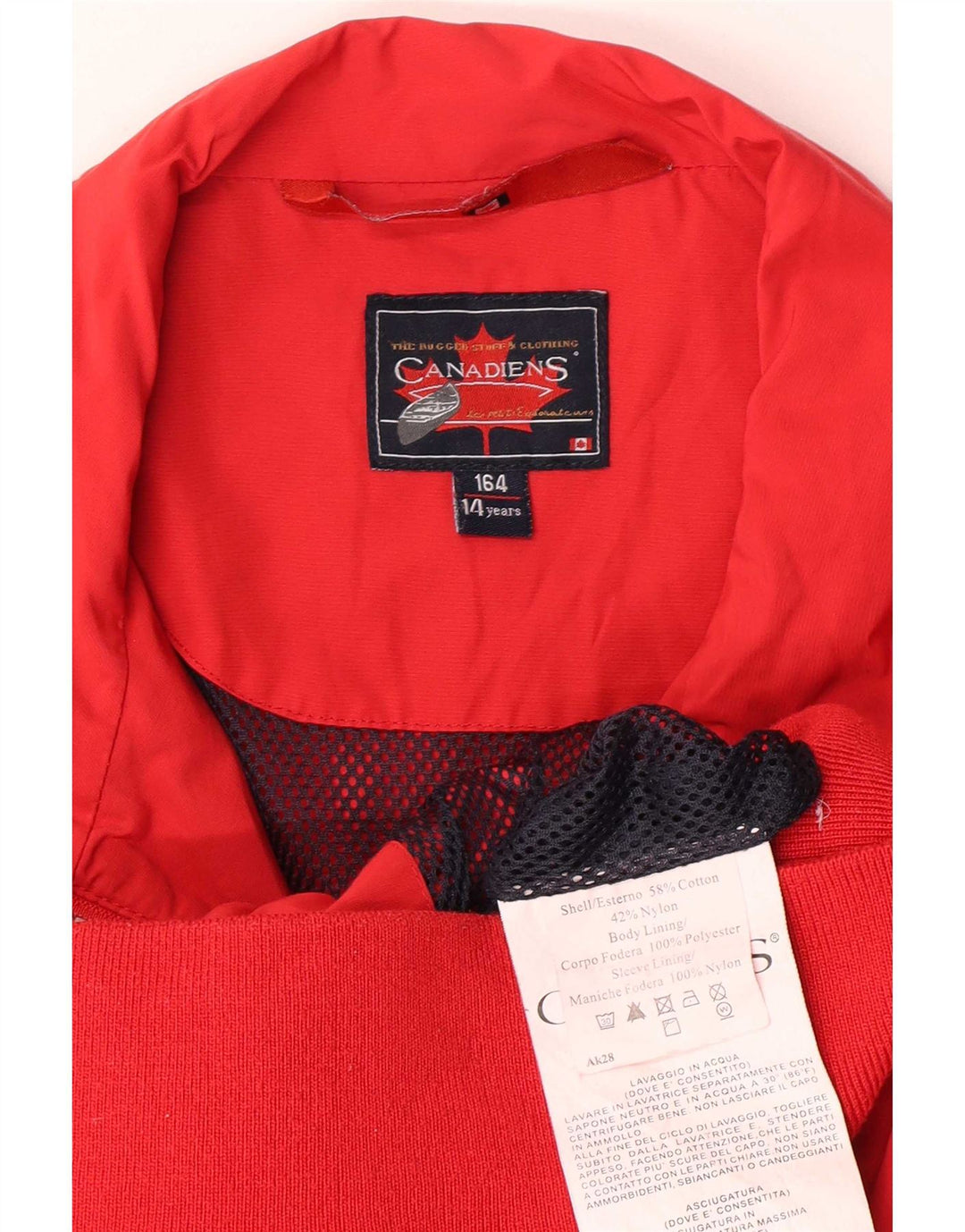 Jaqueta bomber masculina Canadiens 13-14 anos algodão vermelho