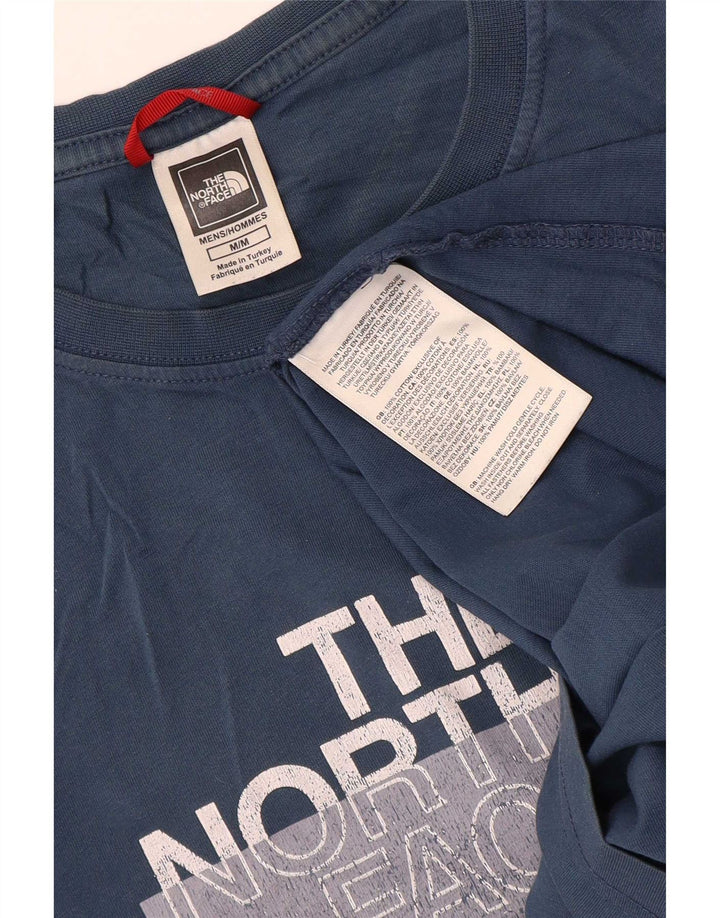 Camiseta gráfica masculina The North Face Top de algodão azul médio