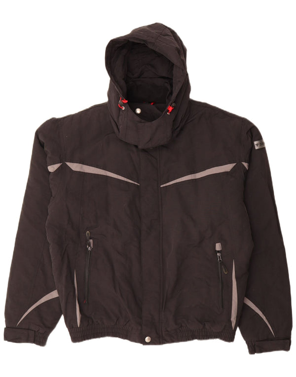 Jaqueta corta-vento masculina com capuz Brugi UK 42 XL preto colorblock poliéster