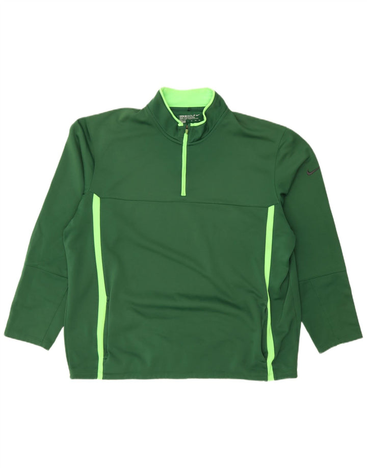 Pulôver masculino Nike Therma-Fit com zíper e gola em poliéster verde 2XL