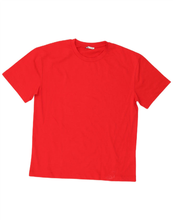 Camiseta masculina Zara Top grande de algodão vermelho