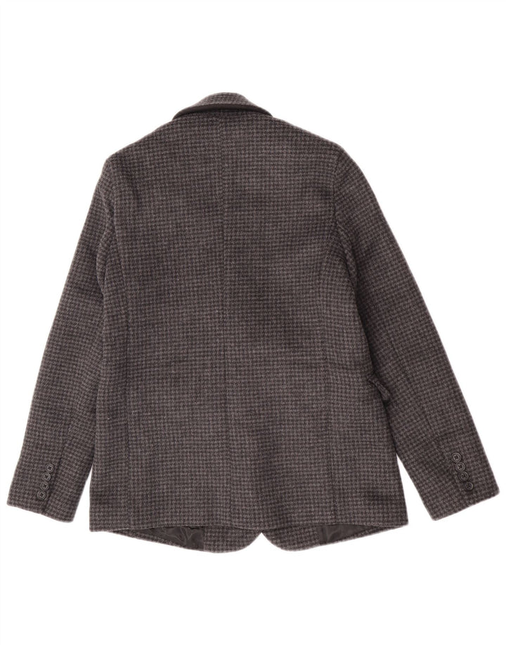 Jaqueta blazer feminina Abercrombie & Fitch com 1 botão Reino Unido 6 XS cinza Houndstooth