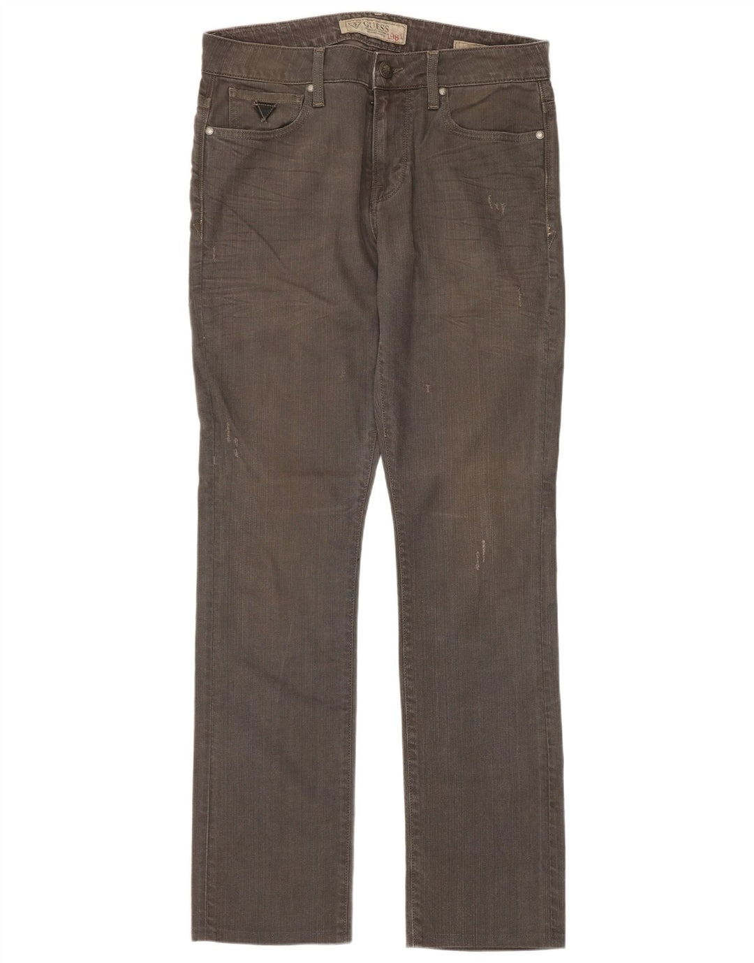 Guess Calça jeans reta masculina desgastada W32 L32 algodão cinza