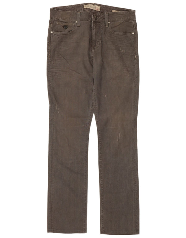 Guess Calça jeans reta masculina desgastada W32 L32 algodão cinza