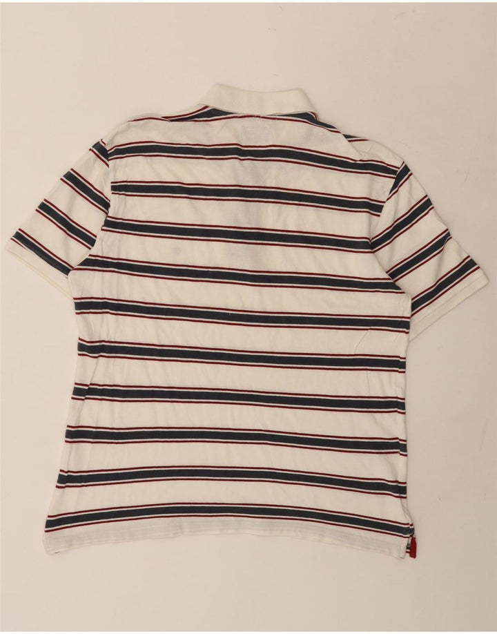 Camisa polo masculina Champion Easy Fit grande listrada branca