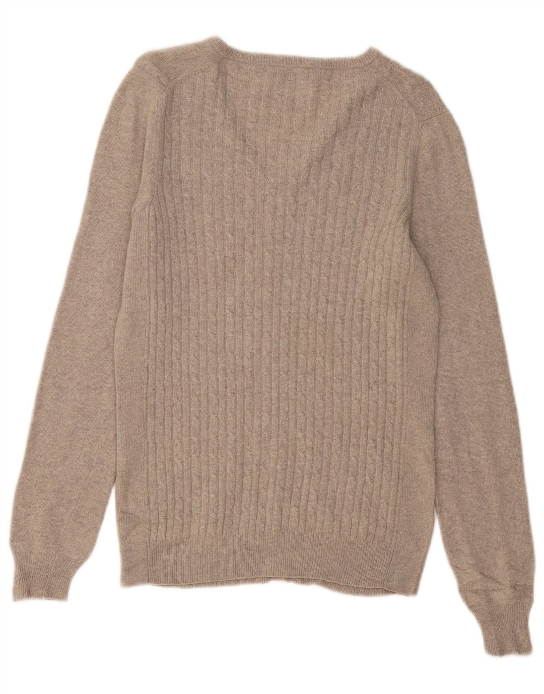 Suéter feminino FRED PERRY com decote em V Reino Unido 12 lã cinza médio