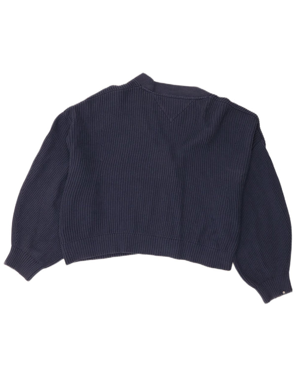 Tommy Hilfiger Suéter Cardigan Feminino Crop Oversized Reino Unido 18 XL Azul Marinho