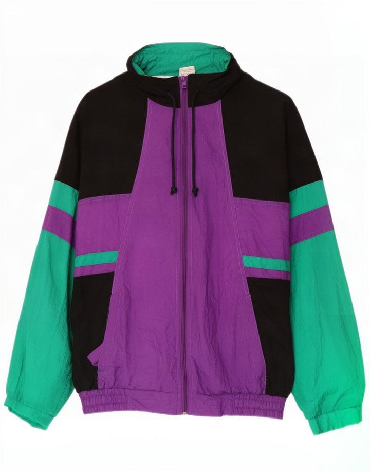 Jaqueta superior de agasalho masculino vintage grande poliamida colorblock multicolorida