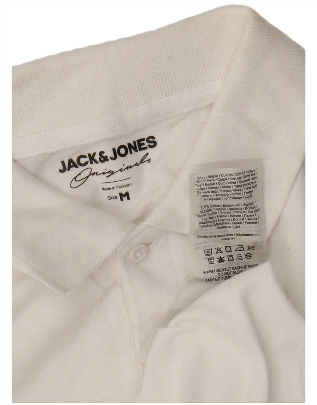 Camisa polo masculina JACK & JONES de algodão branco médio