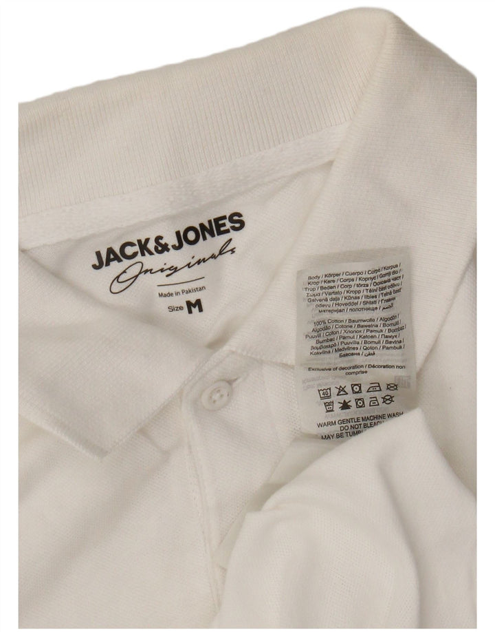 Camisa polo masculina JACK & JONES de algodão branco médio